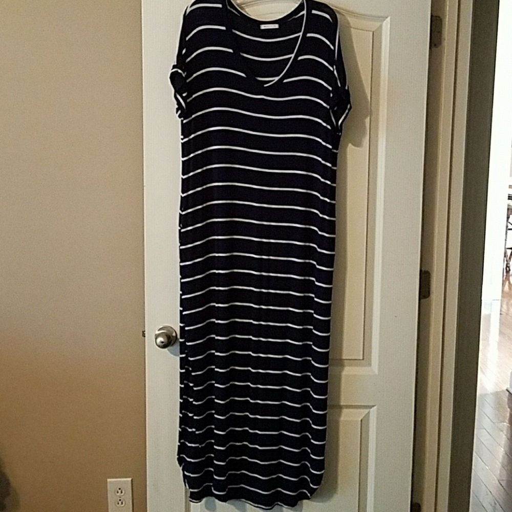 Navy striped maxi dress